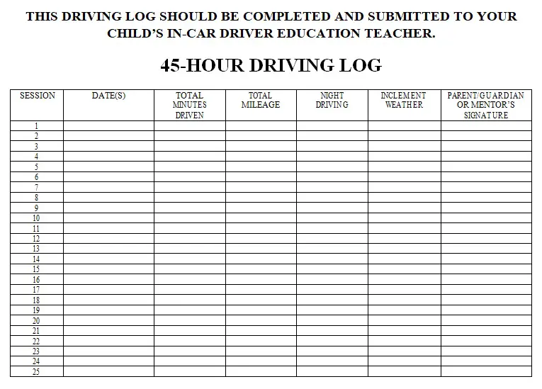 Drivers Daily Logbook 