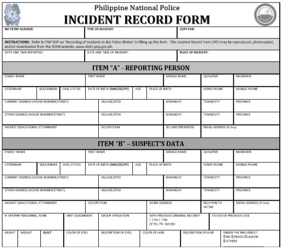 Fake Printable Blank Police Report Template