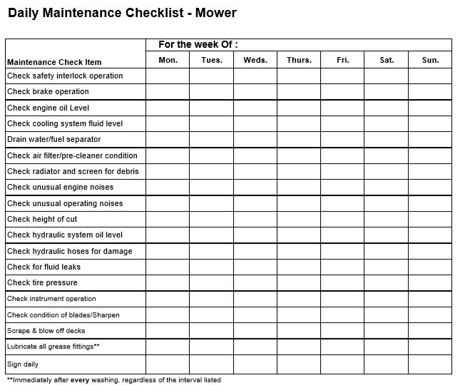 12 Free Maintenance Checklist Templates Examples Excel Word PDF 