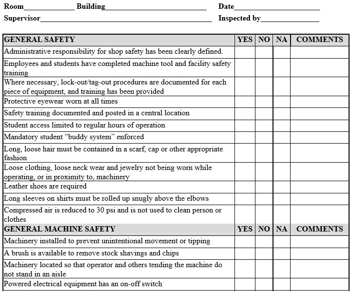 Maintenance Checklist Template 12 Download Samples Examples Free E61