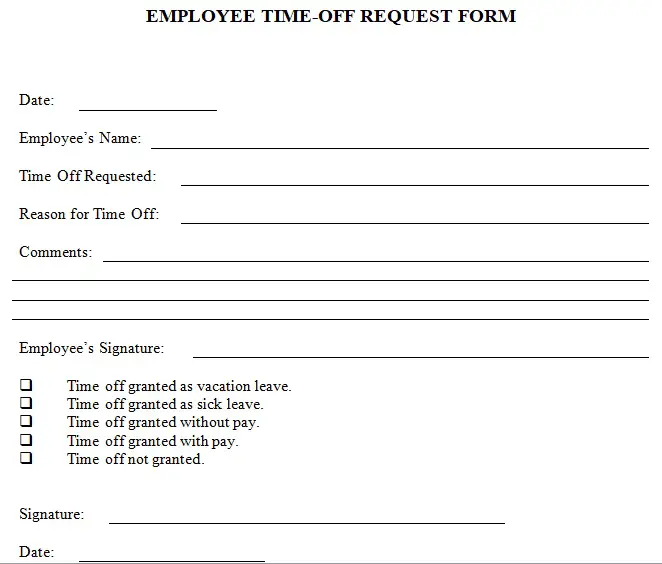 Free Printable Time off Request Forms & Templates (Word / PDF) Best