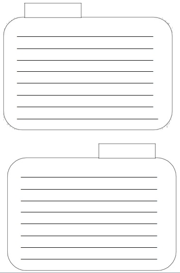 index card templates for pages