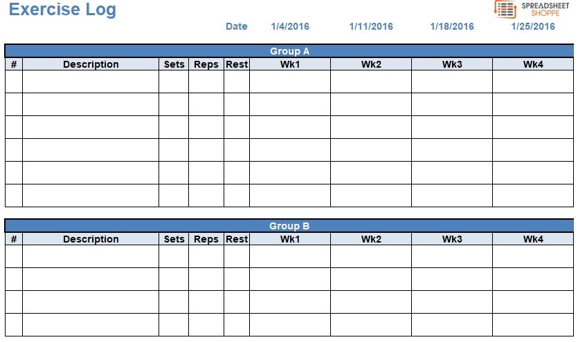 Excel Templates For Workouts Excel Templates