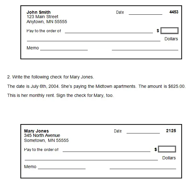 Blank Check Template Fillable