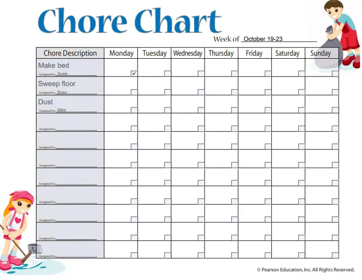 25 Free Printable Chore Chart Templates Word Excel Pdf Best