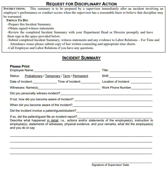Fillable Employee Write Up Form - Printable Forms Free Online