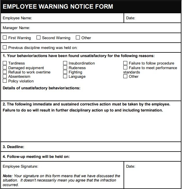 Employee Write Up Form 31 Free Printable Documents Word PDF 