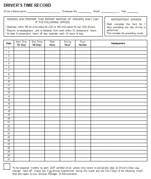 32+ Free Printable Driver Log Book Templates (Excel / Word) - Best