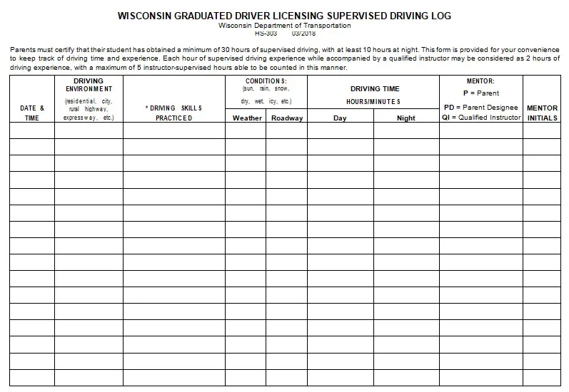 30 Hour Driving Log - Fill Out and Sign Printable PDF Template