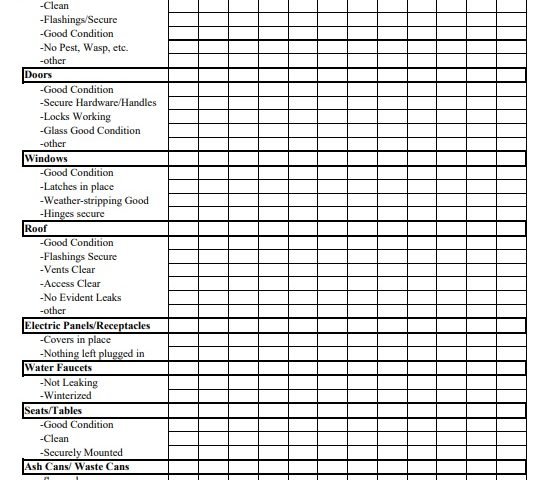 Daily Building Maintenance Checklist Template