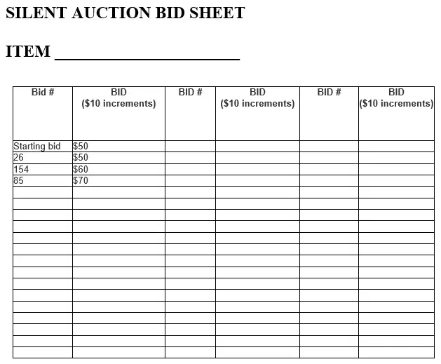 23-free-silent-auction-bid-sheet-templates-excel-word-pdf-best-collections