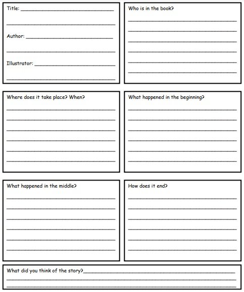 book report 5th grade template