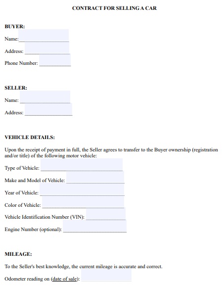 Free Vehicle Purchase Agreement Templates [Word, PDF] - Best Collections