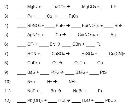 free balancing chemical equations worksheet 8