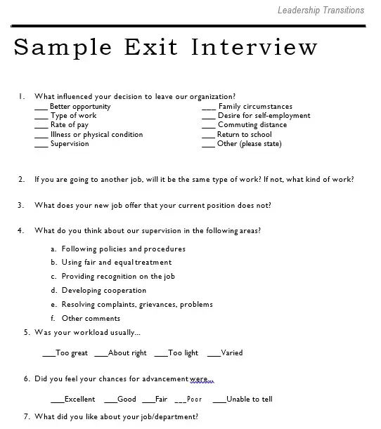 25+ Printable Exit Interview Templates [Word, PDF] Best Collections