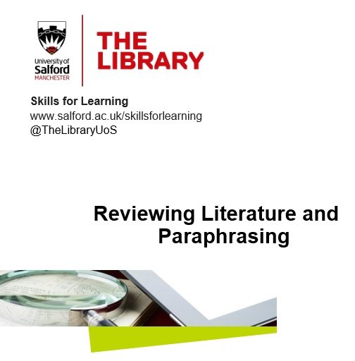 reviewing literature and paraphrasing template