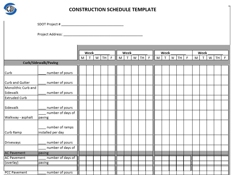 Free Construction Schedule Templates Excel Word Best Collections