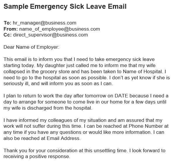 Professional Sick Leave Email Templates MS Word Best Collections