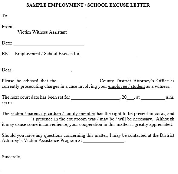 20 Free Excuse Letter For School MS Word Best Collections