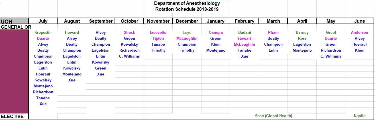 Rotating Schedule Template