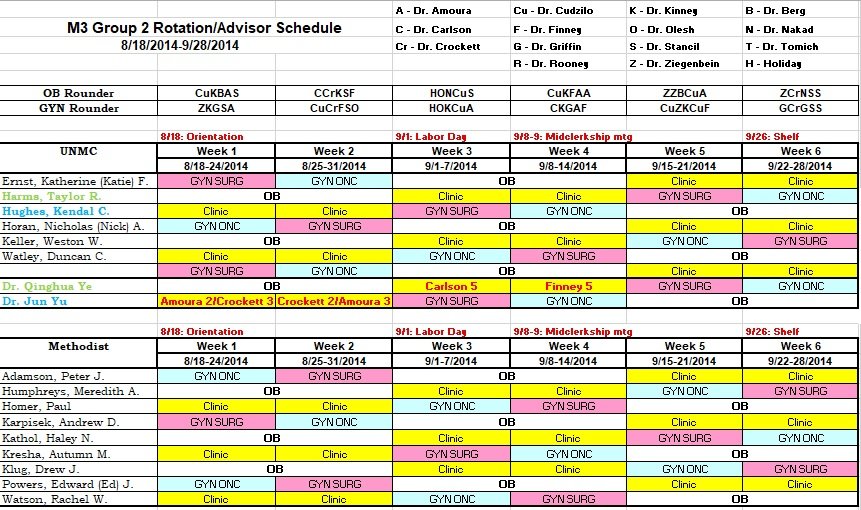 Rotating Weekly Schedule Template