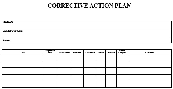 Word Printable Corrective Action Plan Template