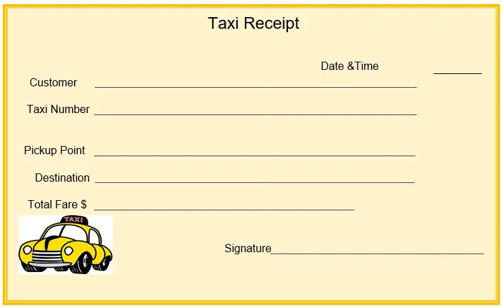 Free Printable Taxi Receipt Templates (Excel / Word) - Best Collections