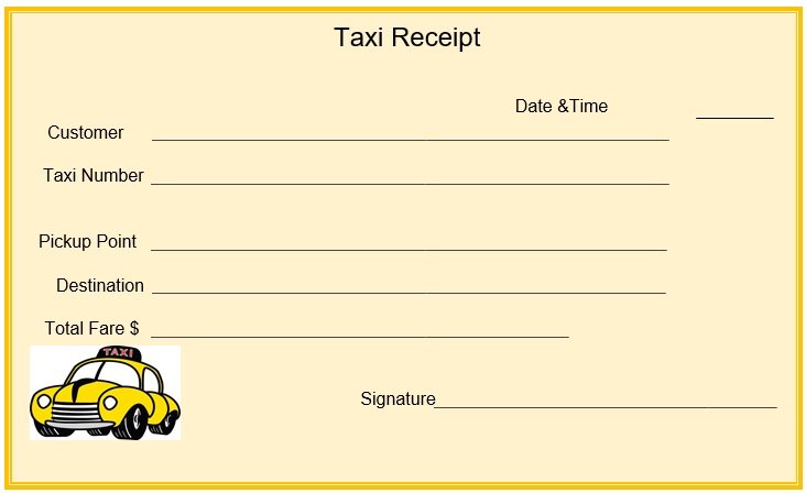 Blank Cab Receipt