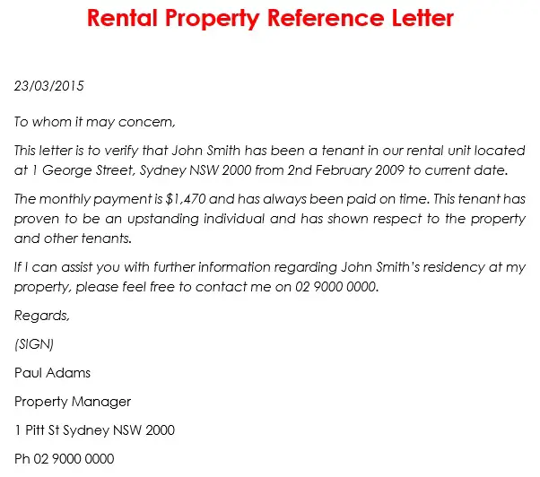 Professional Rental Reference Letters for Tenants Landlords Best Collections