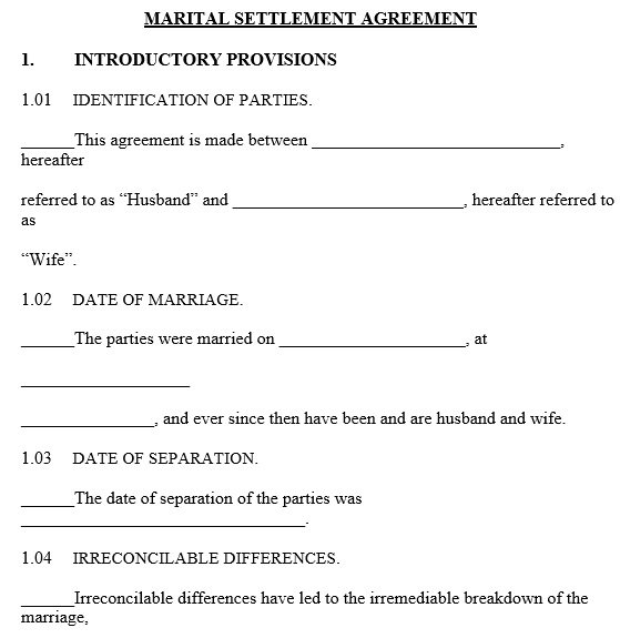 25 Free Marital Settlement Agreement Templates MS Word Best 