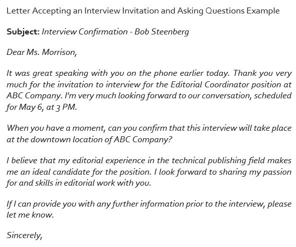 24 Free Interview Acceptance Emails Professional Writing Tips Best 