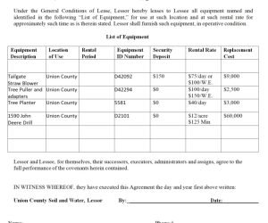 equipment rental agreement template