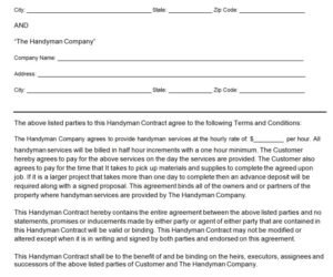 handyman contract template