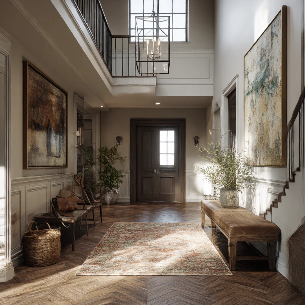 Airy Transitional Foyer with Natural Light