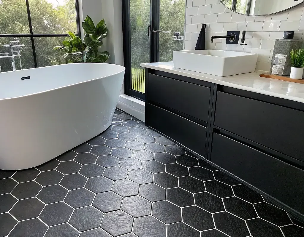 Black Hexagon Tiles