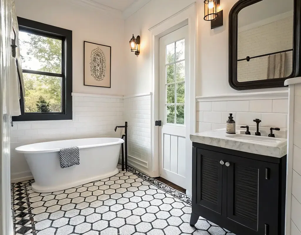 Black and White Hexagon Tile Combinations