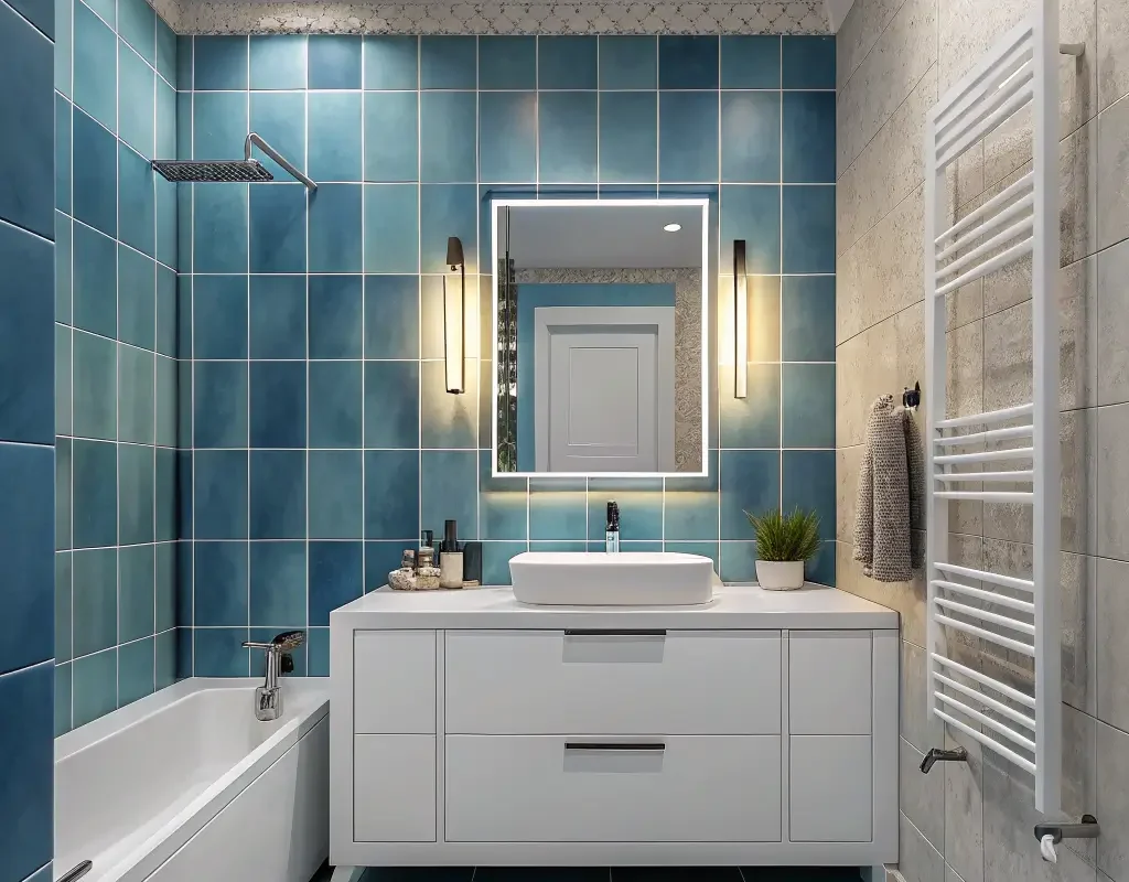 Blue Gradient Bathroom Walls