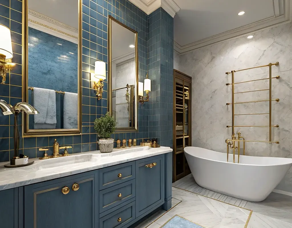 Blue and Gold Luxury Bathroom