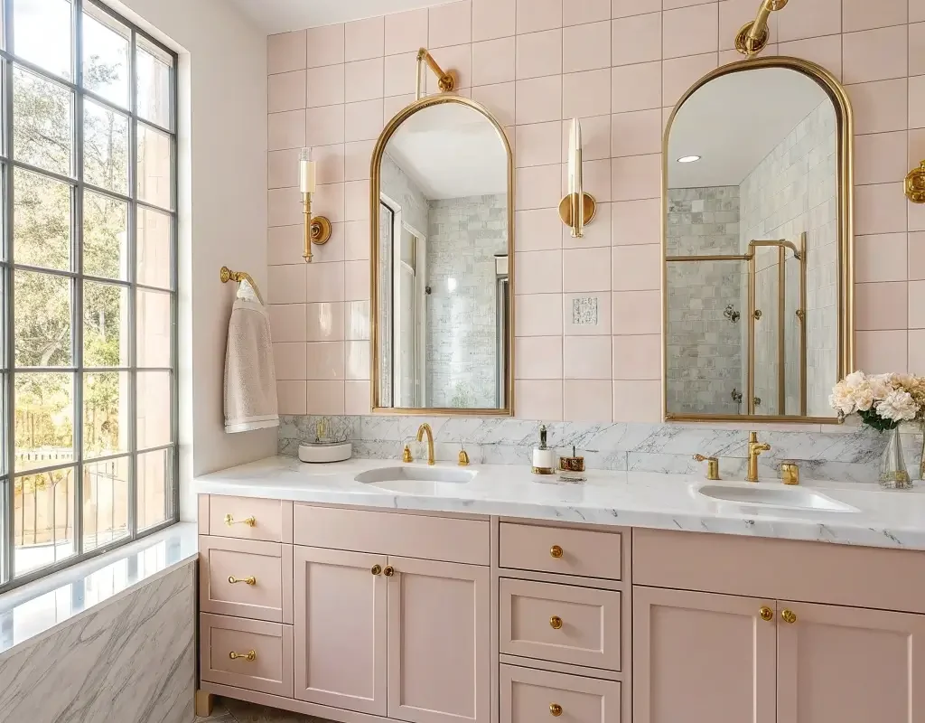 Blush and Brass Glam Bathroom