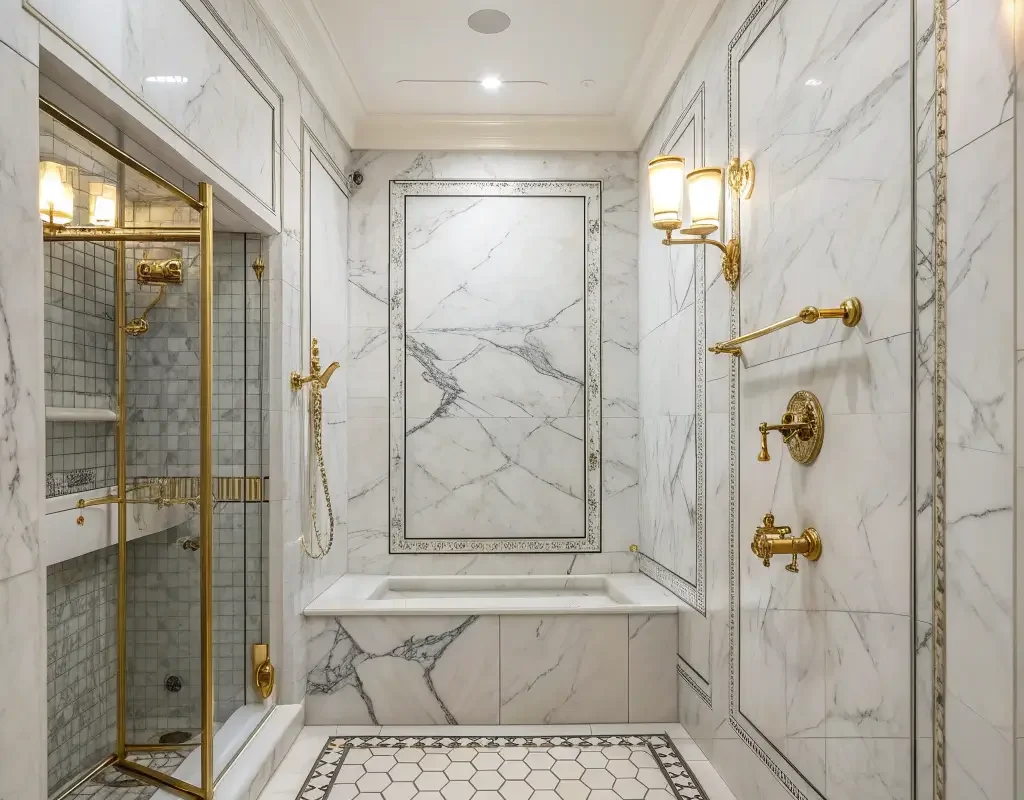 Classic Marble Effect Shower Tiles