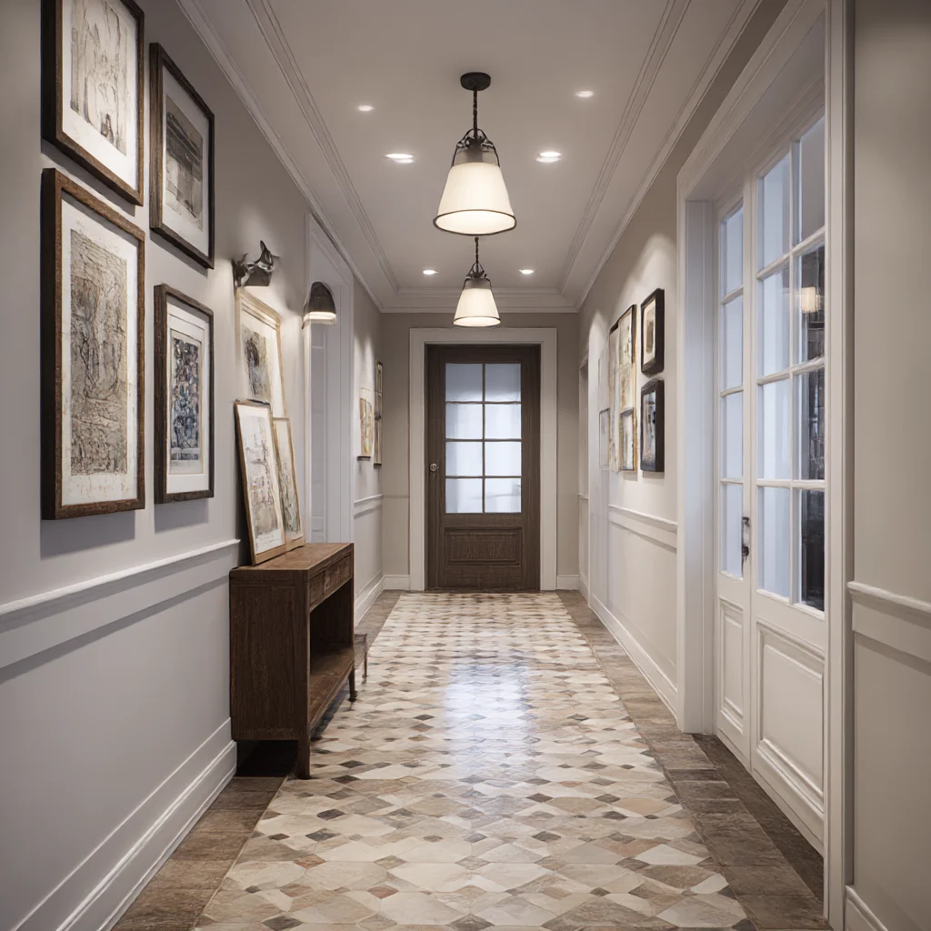 Classic Neutral Hallway with Framed Artwork