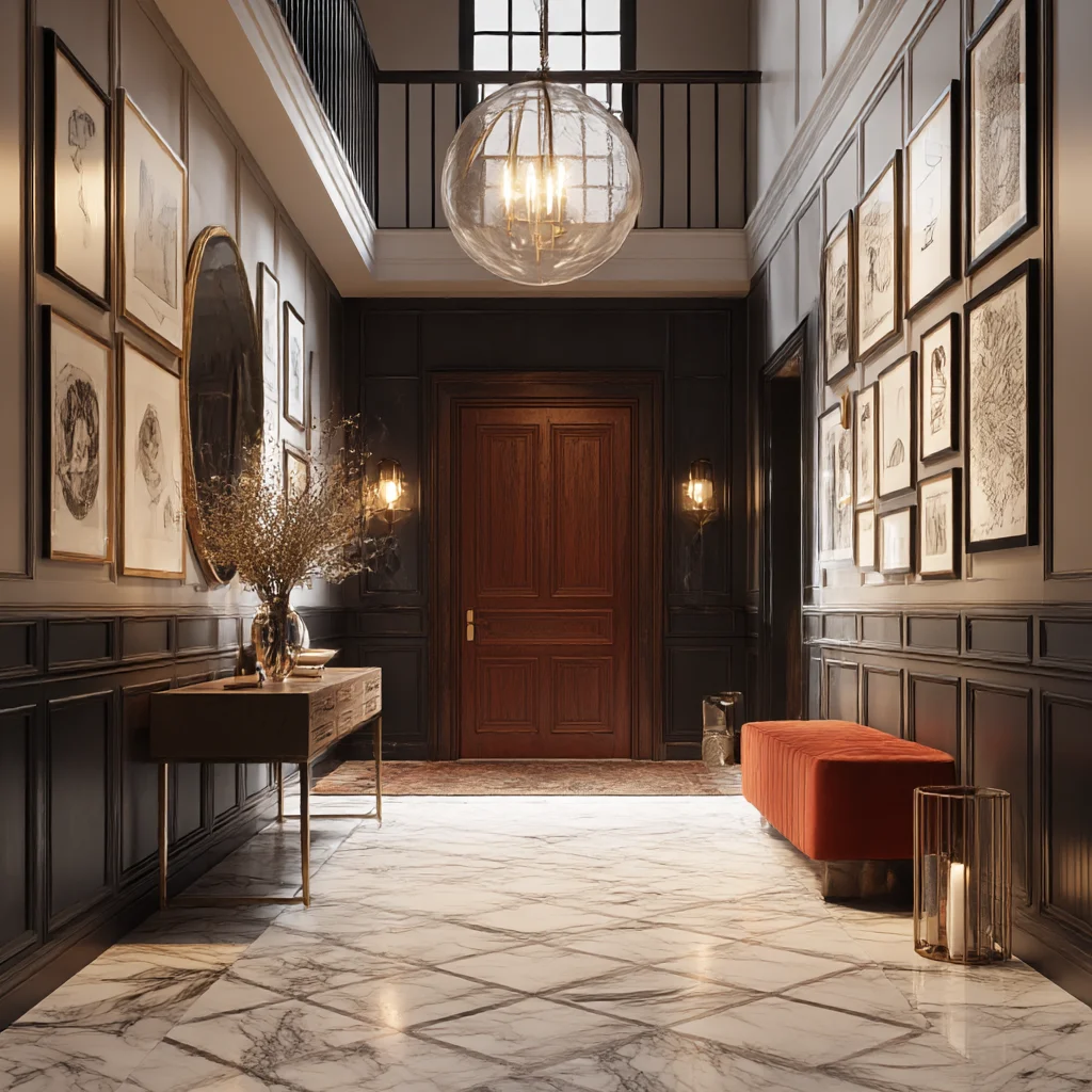 Elegant Gallery Hallway with Warm Lighting