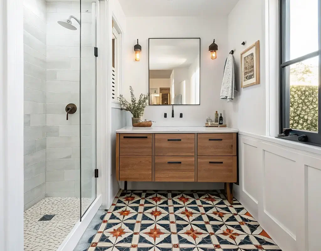 Geometric Pattern Bathroom Tiles