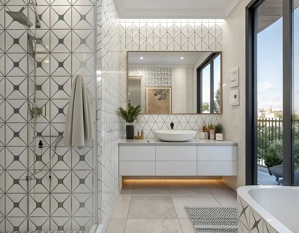 Geometric White Tile Designs