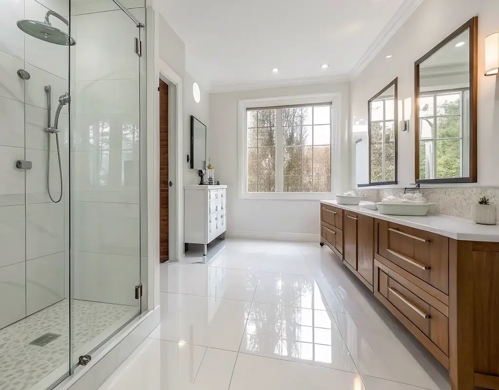 Glossy White Floor Tiles