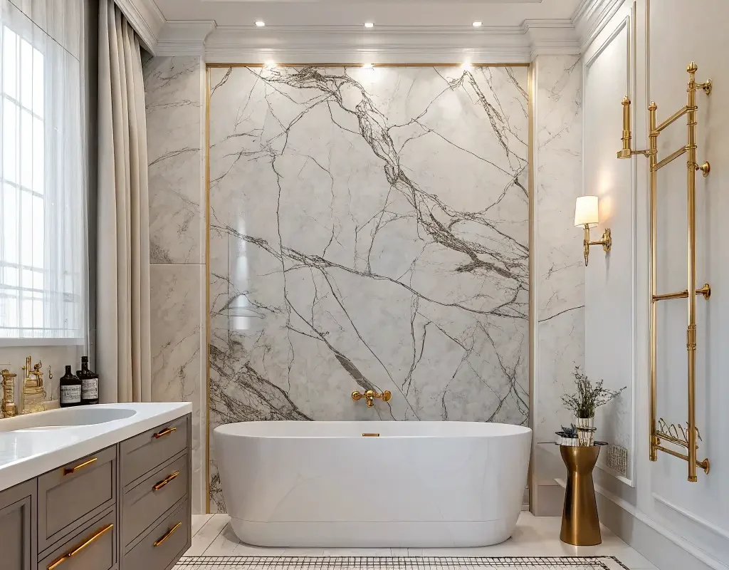 Marble Accent Wall Bathroom