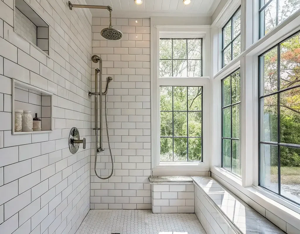 Minimalist White Subway Shower Tiles