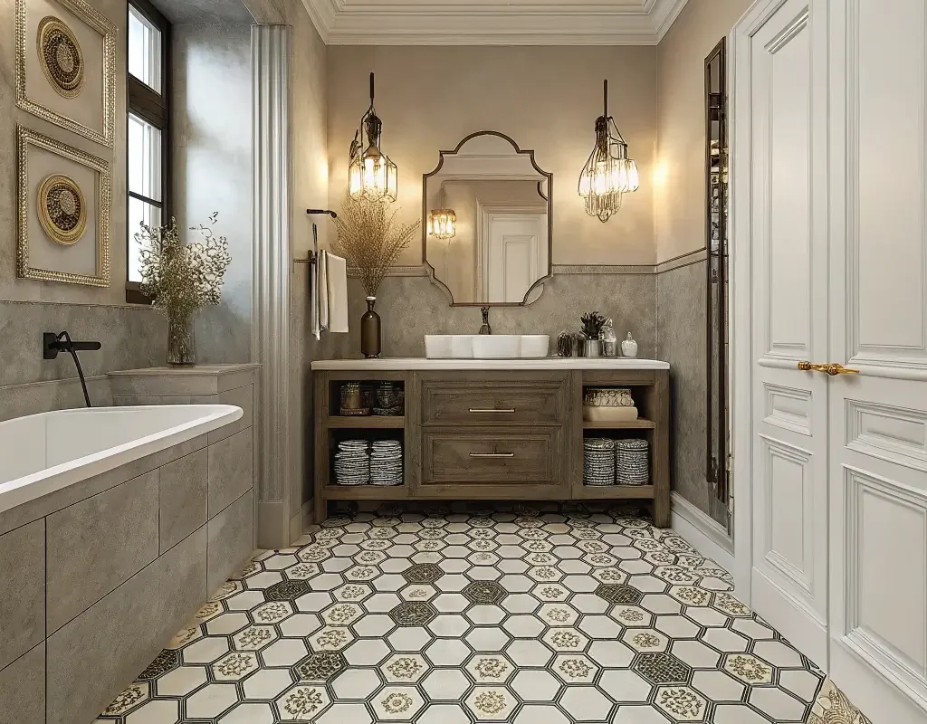 Patterned Hexagon Tiles for Statement Floors
