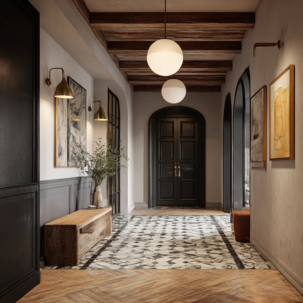 Rustic Modern Hallway with Wood Accents