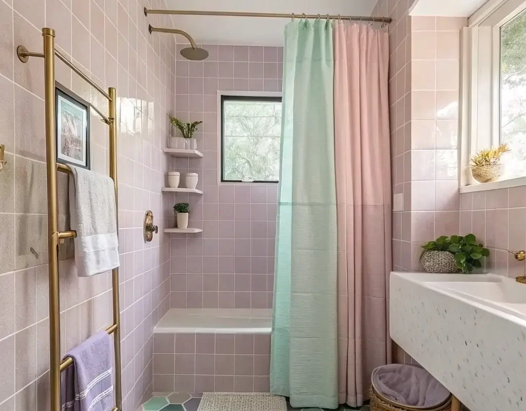 Soft Pastel Colored Shower Tiles
